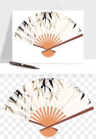 古风扇子元素png免抠