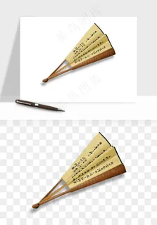 古风扇子元素png免抠