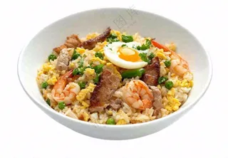 海鲜蘑菇炒饭食物摄影图免抠