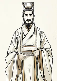 2x3_简约简笔画线稿的古代大臣人物