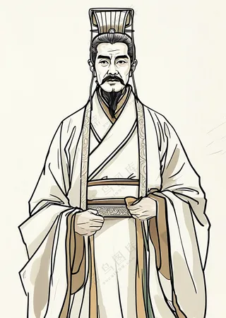 2x3_简约简笔画线稿的古代大臣人物