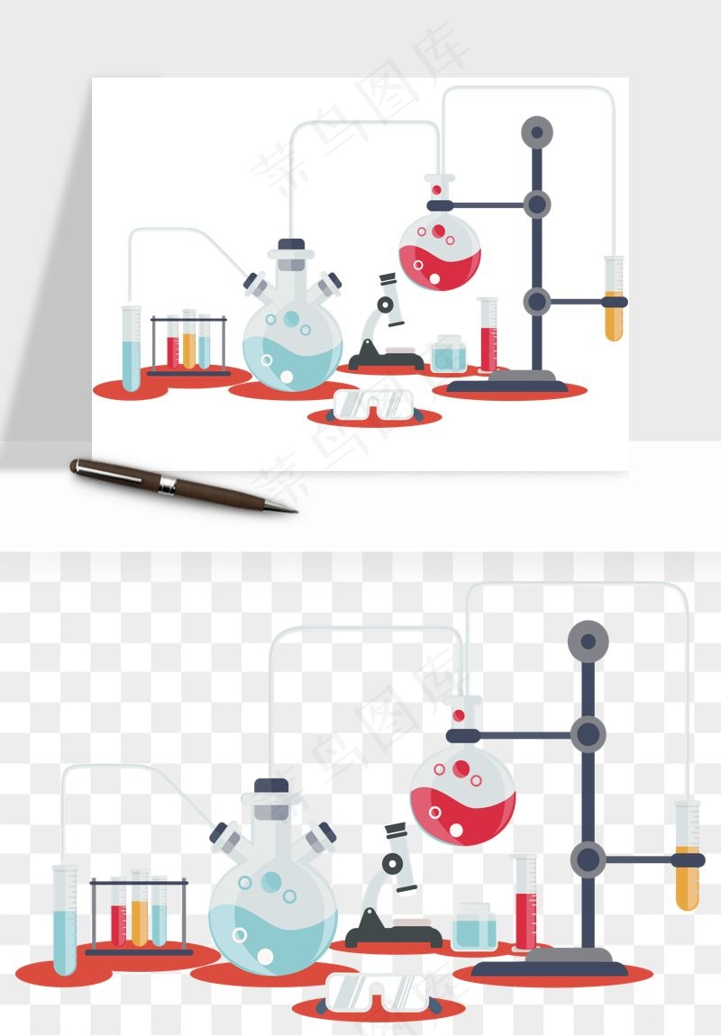 卡通化学实验设备器材png免抠图