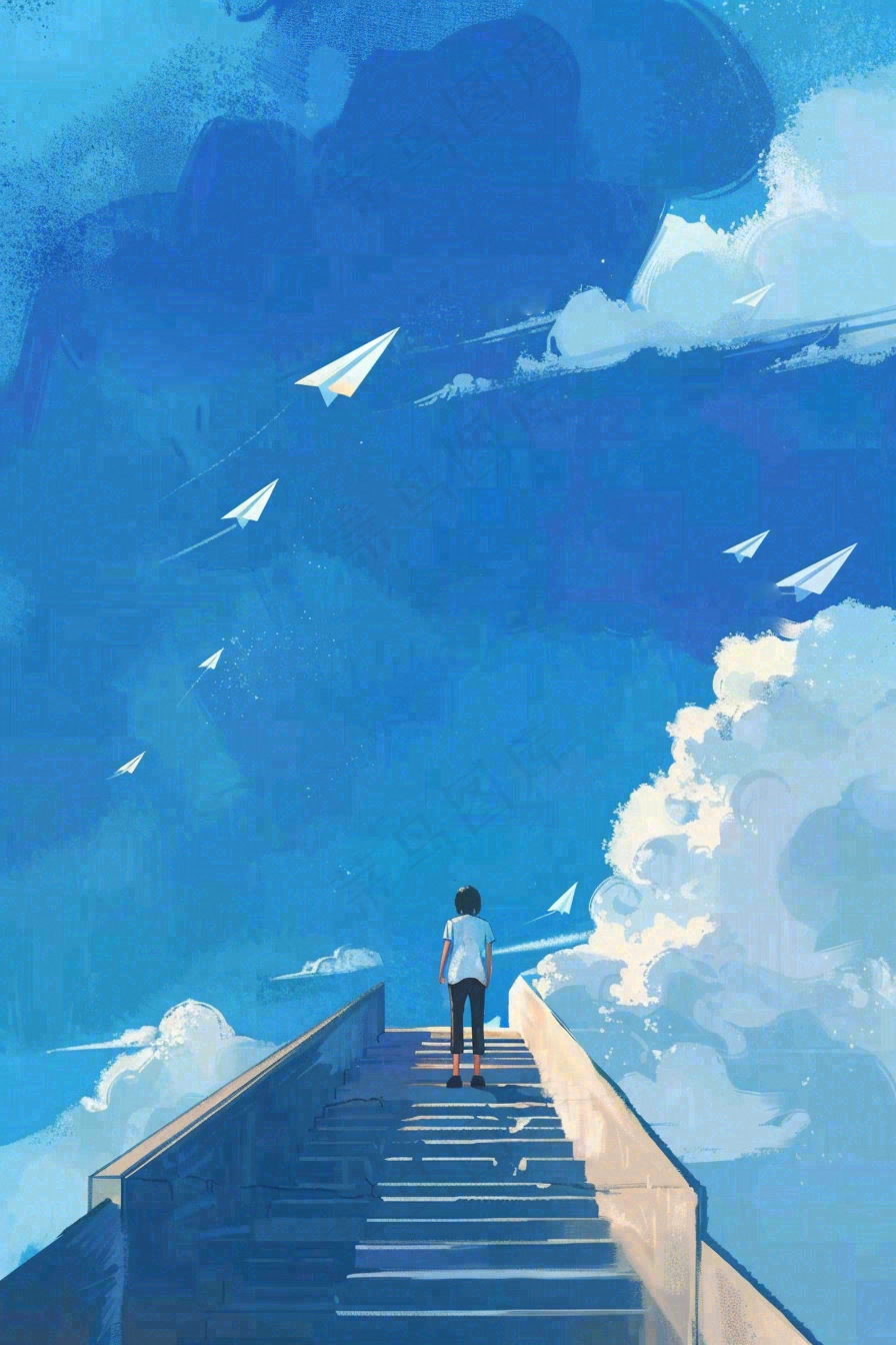 学生毕业季考试青春插画背景