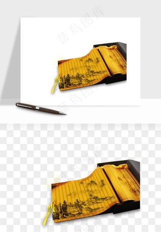 古风竹简卷轴书籍png免抠