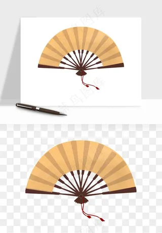 古风扇子元素png免抠