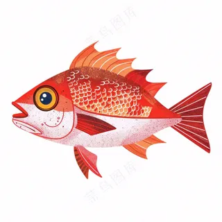 海洋鱼类海鲜卡通插画免抠