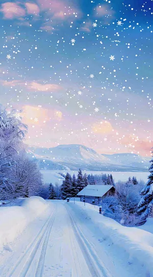冬天白雪覆盖寒冷唯美雪景大寒插画背景