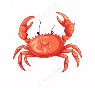 螃蟹海洋动物卡通插画免抠