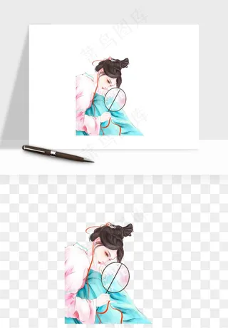 古风美人女子背影png免抠