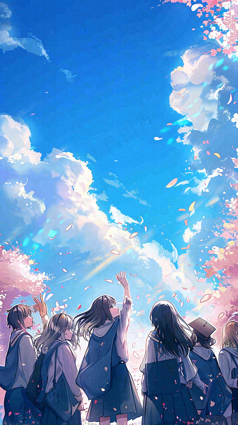 学生毕业季考试青春插画背景