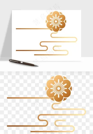 国潮线条祥云装饰png免抠