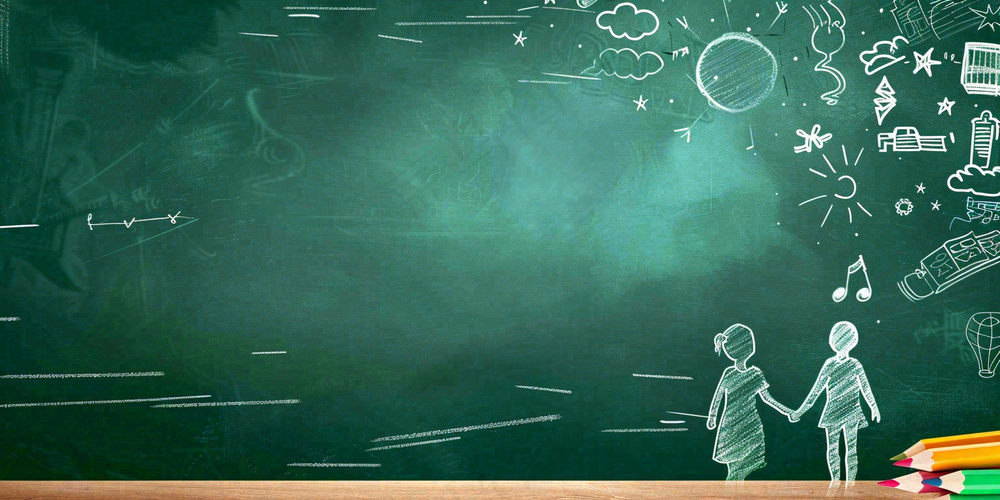 教室黑板上图画写字粉笔学生教师节背景