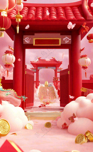 年货节促销电商背景