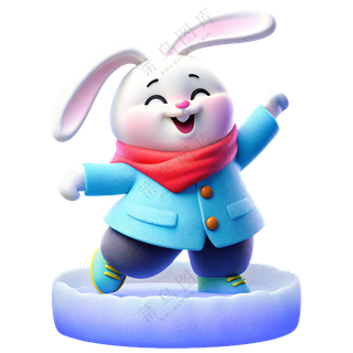 动物3D立体卡通可爱十二生肖戴围巾卯兔