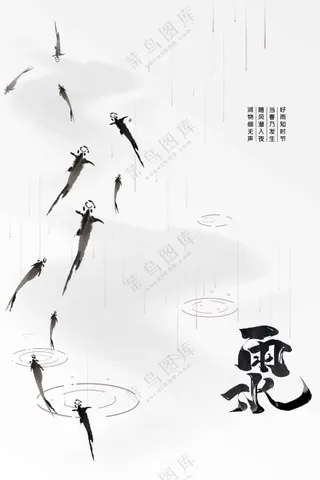 雨水节气传统海报