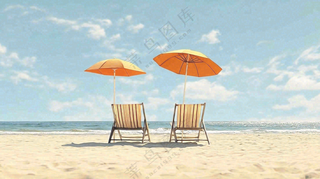 夏日海边沙滩阳光摄影图