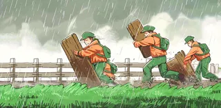 洪水自然灾害防洪预警摄影图