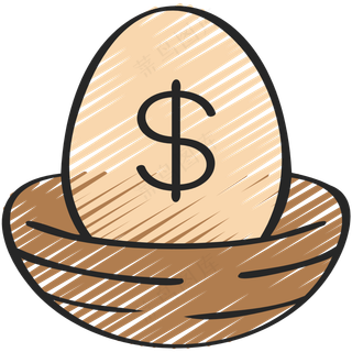 生钱的金蛋 铅笔手绘图标icon