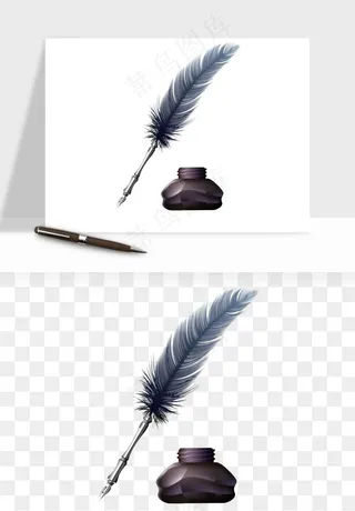 复古羽毛笔png免抠
