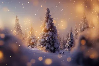 冬季雪地雪松雪景唯美意境