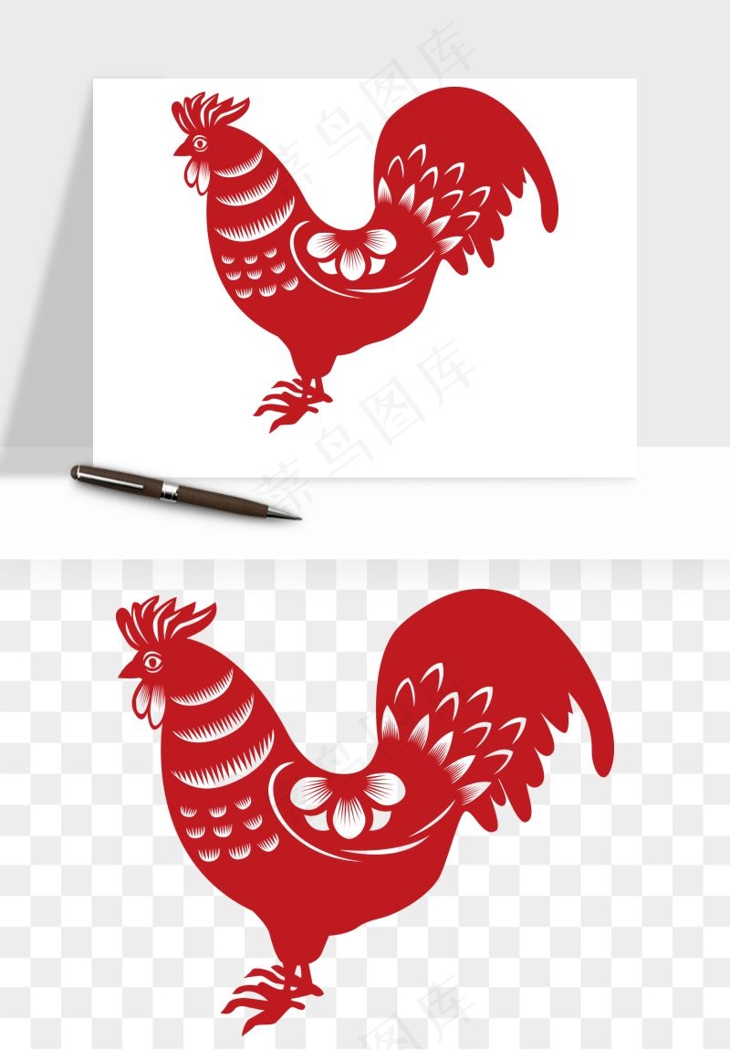 十二生肖剪纸中式纹样图案png免抠