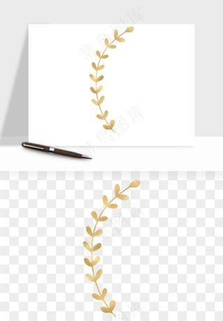 金色植物花环边框png免抠