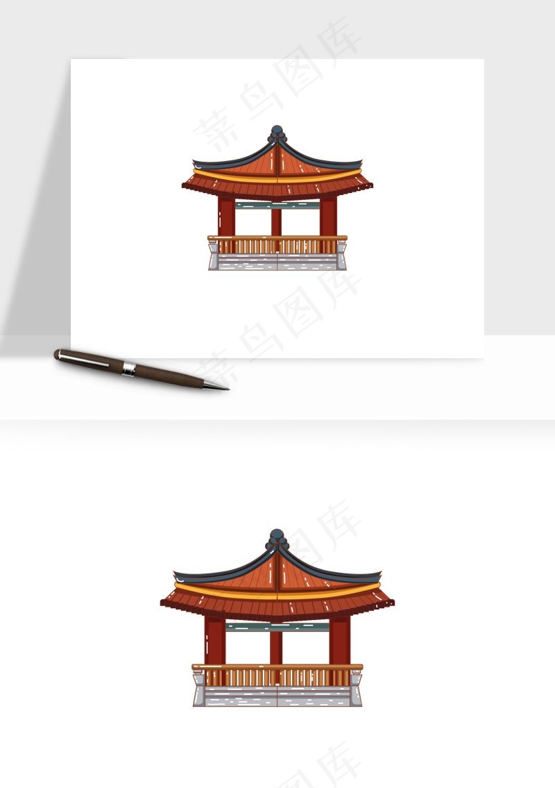 国潮风古建筑古楼古塔鼓楼ai,png免抠图