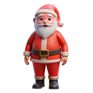 立体3D人物 开心圣诞老人 免扣素材 PNG 透明背景