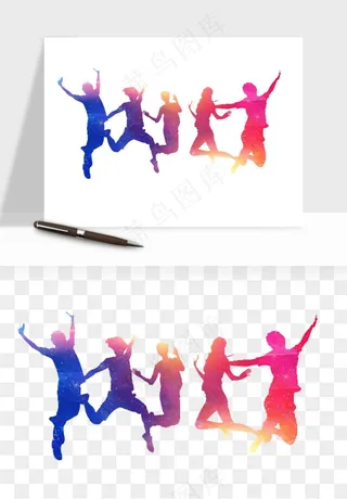 毕业季同学青春人物剪影png免抠