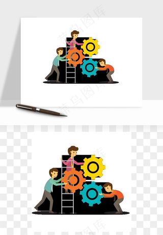 商务科技齿轮组矢量png免抠