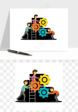 商务科技齿轮组矢量png免抠