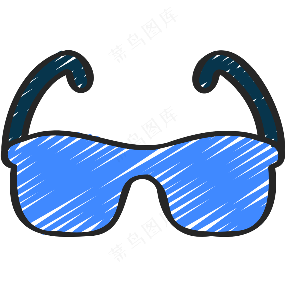 蓝色太阳眼镜 铅笔手绘图标 icon