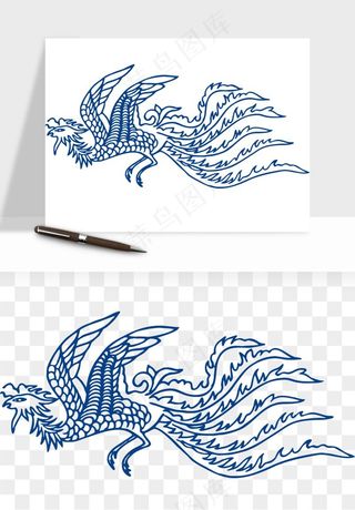 青花瓷花纹花卉图案png免抠