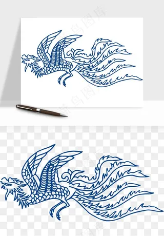 青花瓷花纹花卉图案png免抠