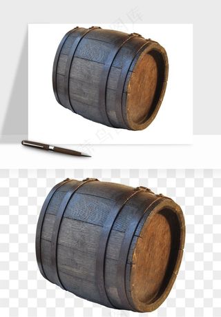 复古木桶酒桶png免抠