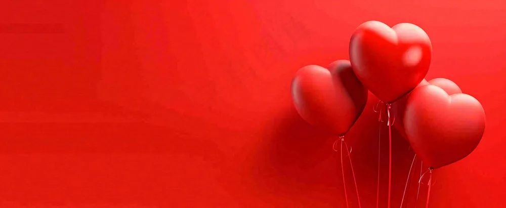 红色爱心浪漫情人节七夕立体爱心气球背景