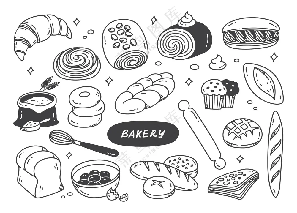 手绘面包图案图片