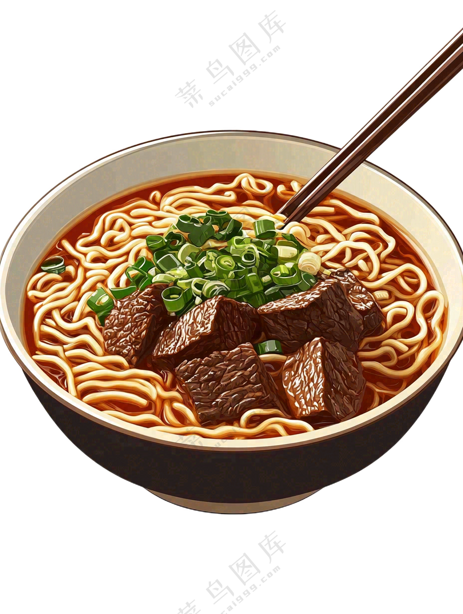拉面红烧牛肉兰州拉面美食插画免抠
