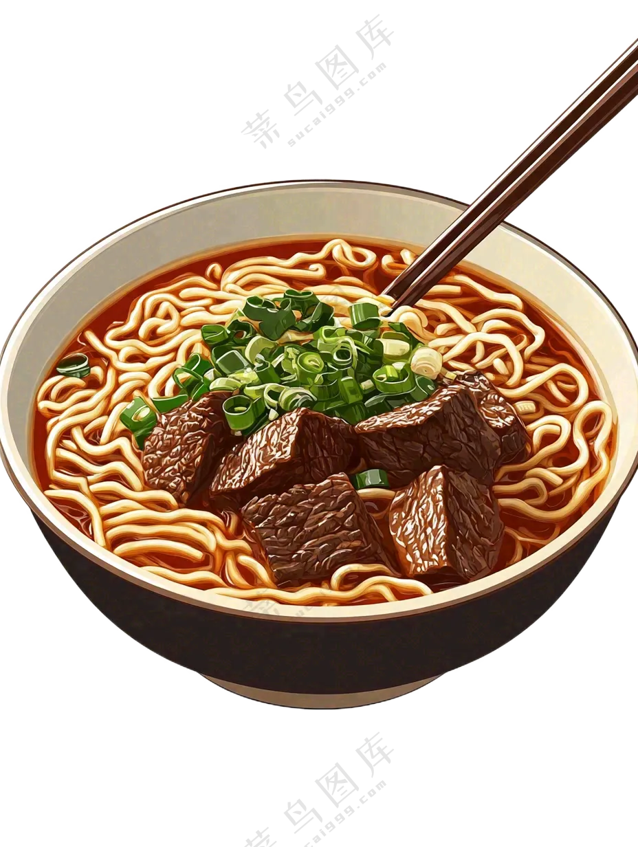 拉面红烧牛肉兰州拉面美食插画免抠