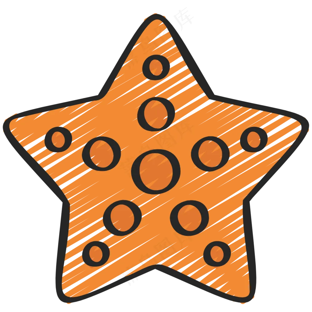 橙色海星 铅笔手绘图标icon