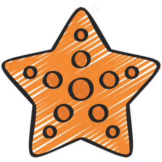 橙色海星 铅笔手绘图标icon