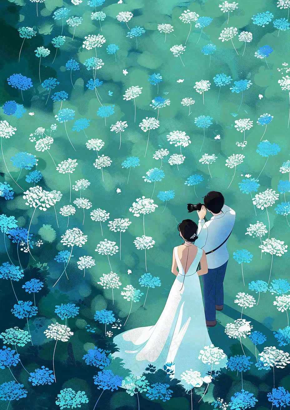 春夏草坪花丛摄影小清新唯美浪漫立春春分情人节插画背景