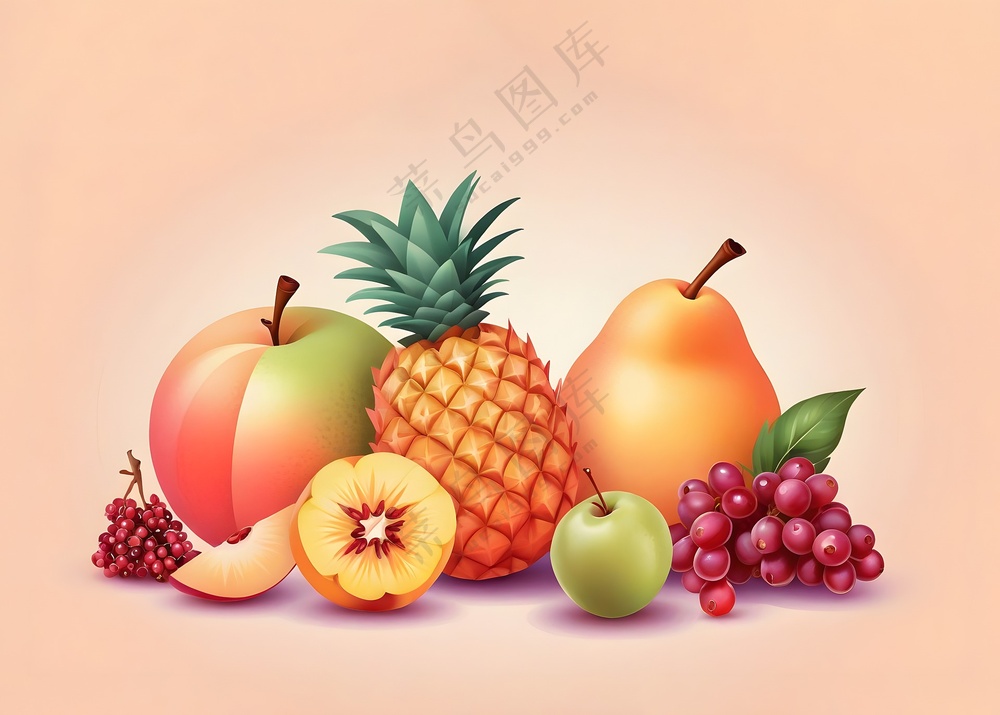 热带水果卡通插画