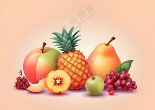 热带水果卡通插画