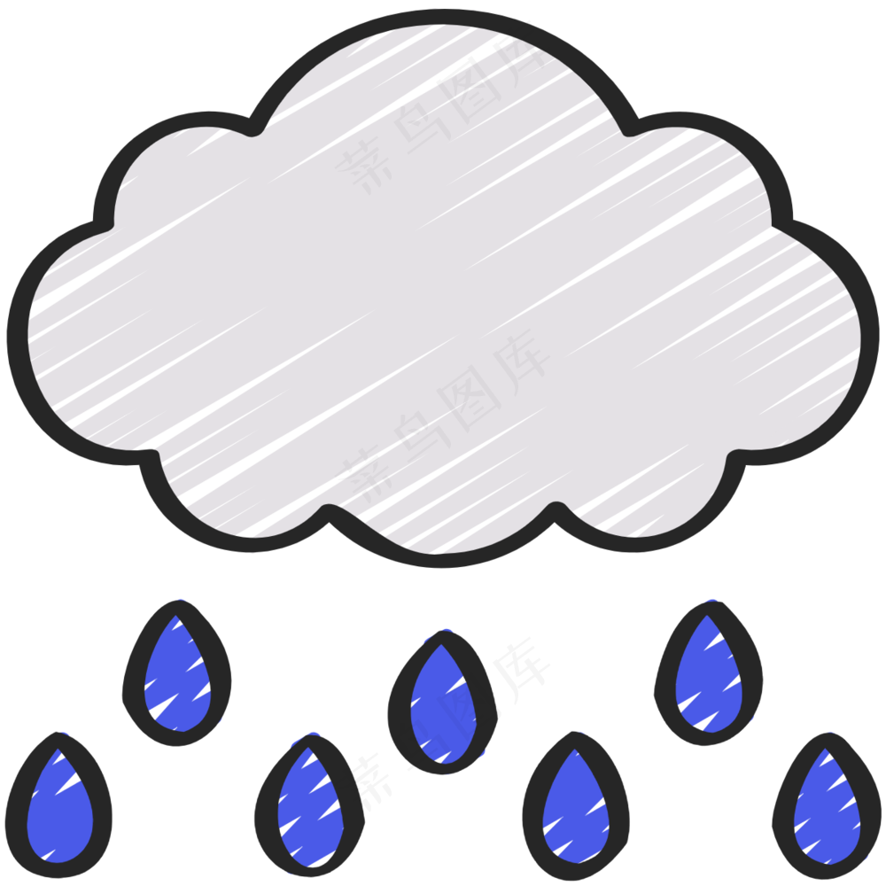 下雨 天气 铅笔手绘图标 icon