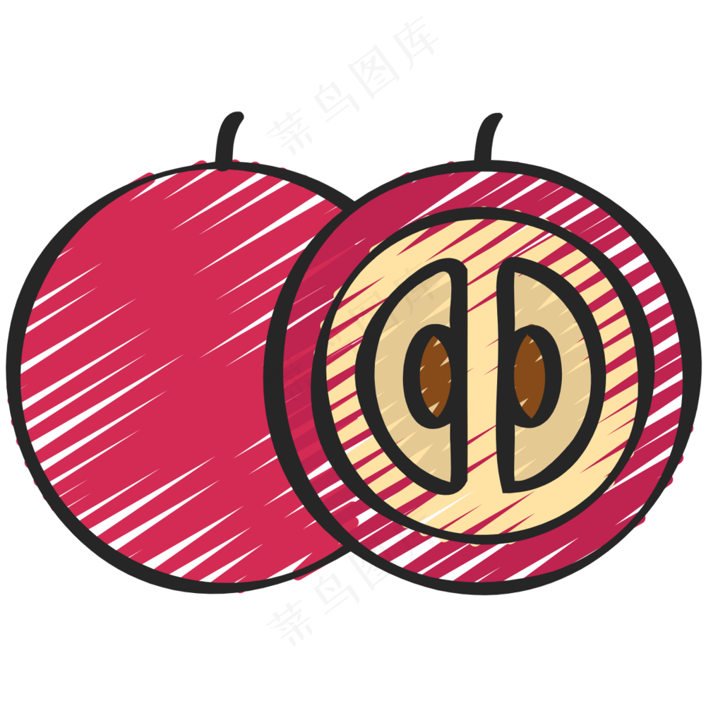 红莓果 浆果 berry 绿色健康食品 铅笔手绘图标icon