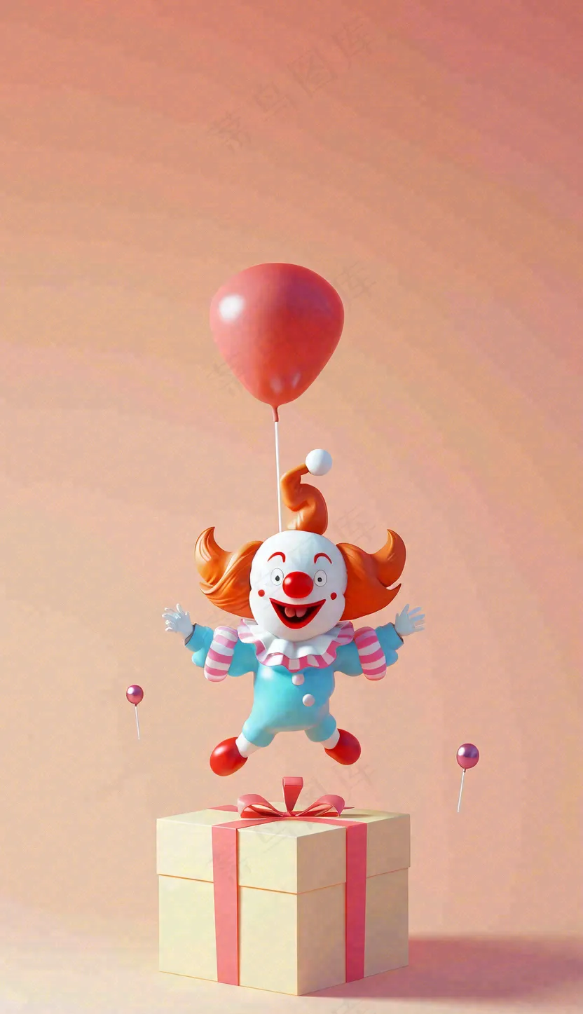 卡通插画马戏团小丑搞怪娱乐快乐表演愚人节插画背景