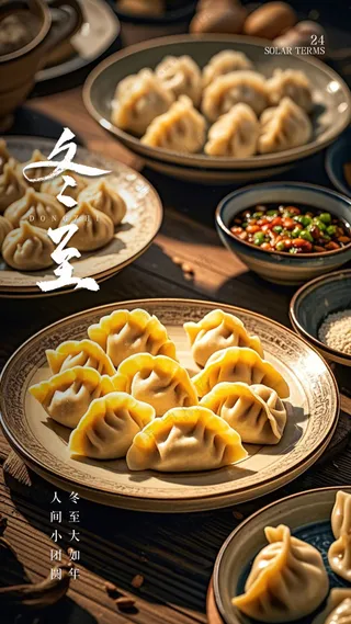 冬至大气唯美节气简约节日海报