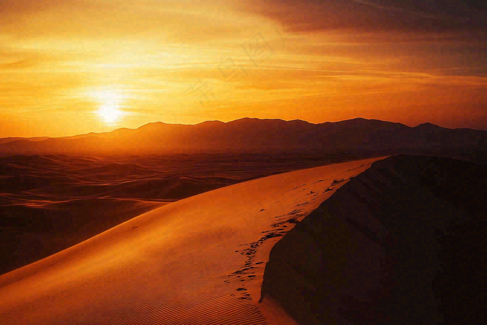 炎热干燥沙漠沙丘敦煌大漠风光自然风景摄影图