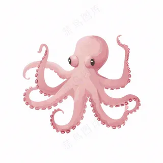 海洋动物章鱼墨鱼鱿鱼卡通插画免抠